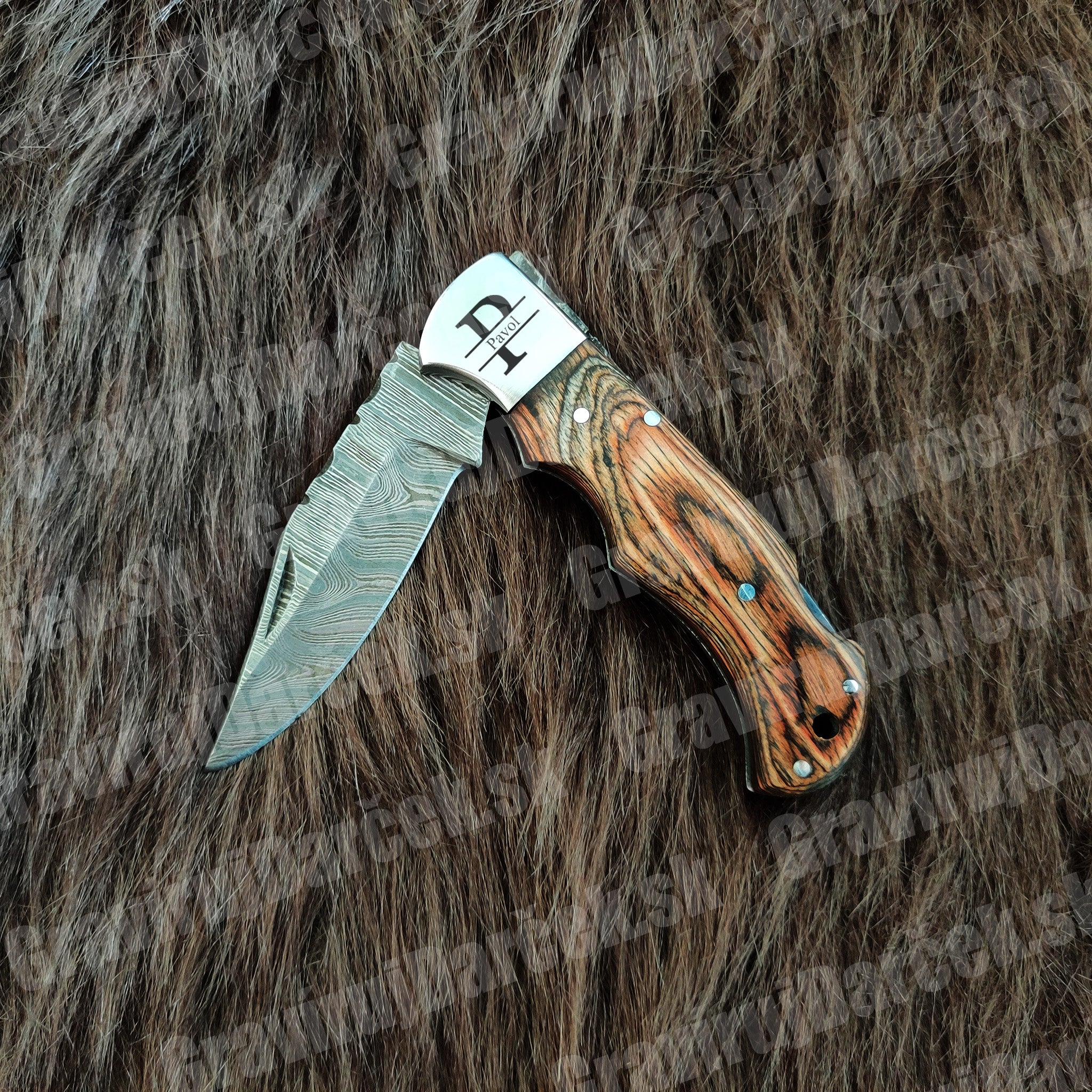 Damaškový zatvárací nôž – Brown Rosewood