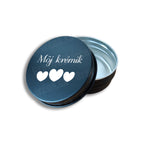 Okrúhla plechová dóza 60 ml, čierna, gravírovaná