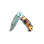 Damaškový zatvárací nôž model Orange Bone na bielom pozadí