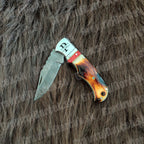 Damaškový zatvárací nôž – Orange Bone