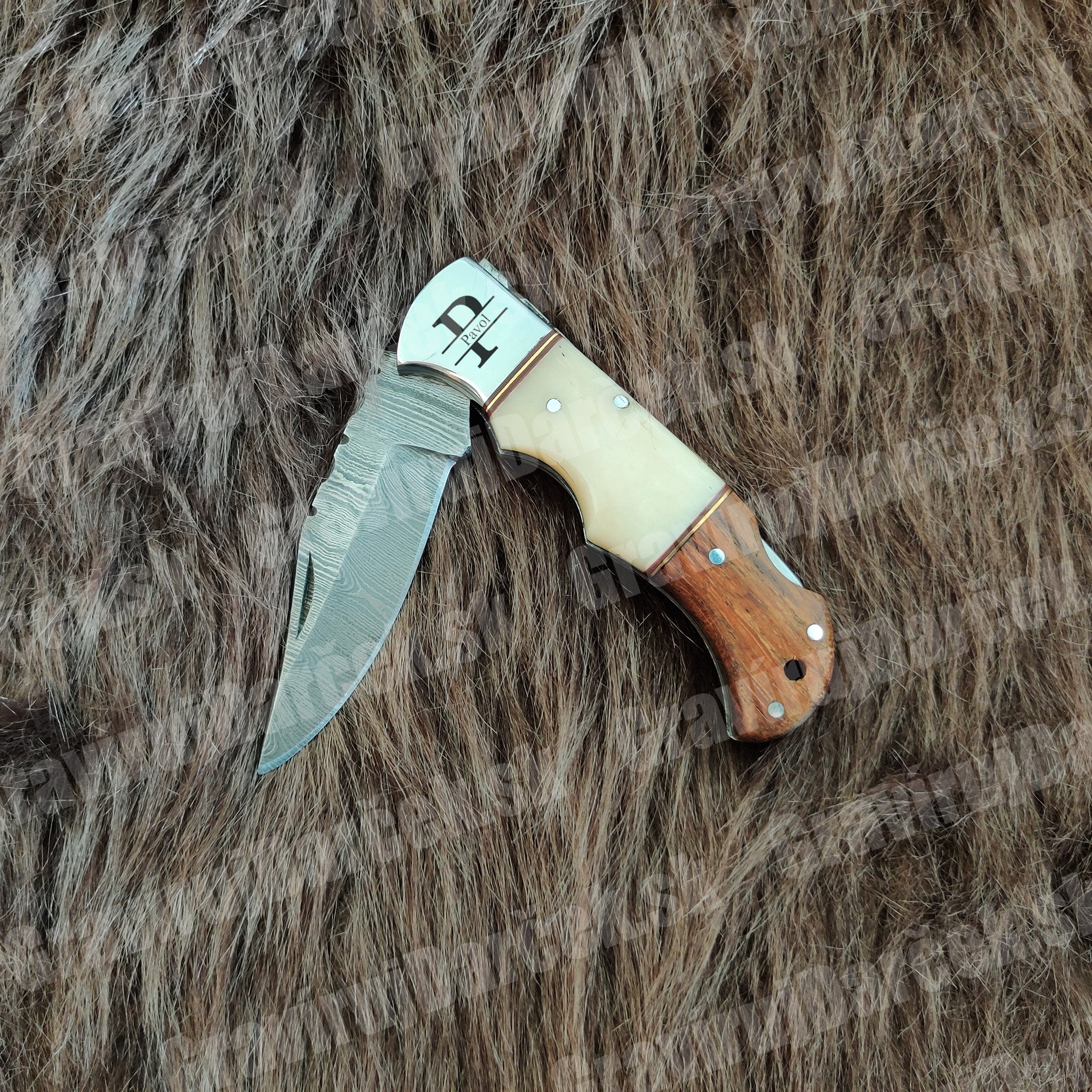 Damaškový zatvárací nôž – Rosewood & Bone